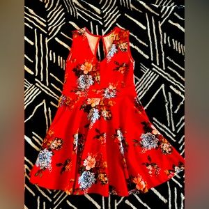 Wishful Park Red Floral A-line Dress Size M